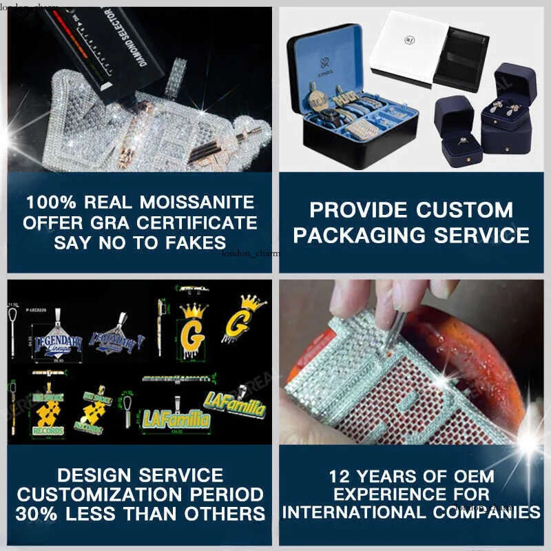 settinustom 4 Inches Thick Iced Out 3d Sier Initial Vvs Moissanite Dia Pendant k Chain Hip Hop Fine Jewelry Men e5