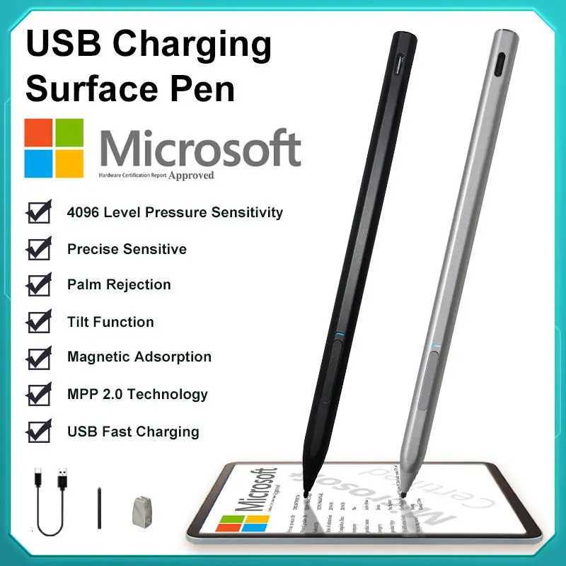 Stylus Pen for Surface USB-C Charging 4096 for Surface Pro 8 7 6 5 4 3 X/ Surface 3/Go 3 2/Laptop 4 3 2/Book 3 2 1 C251201