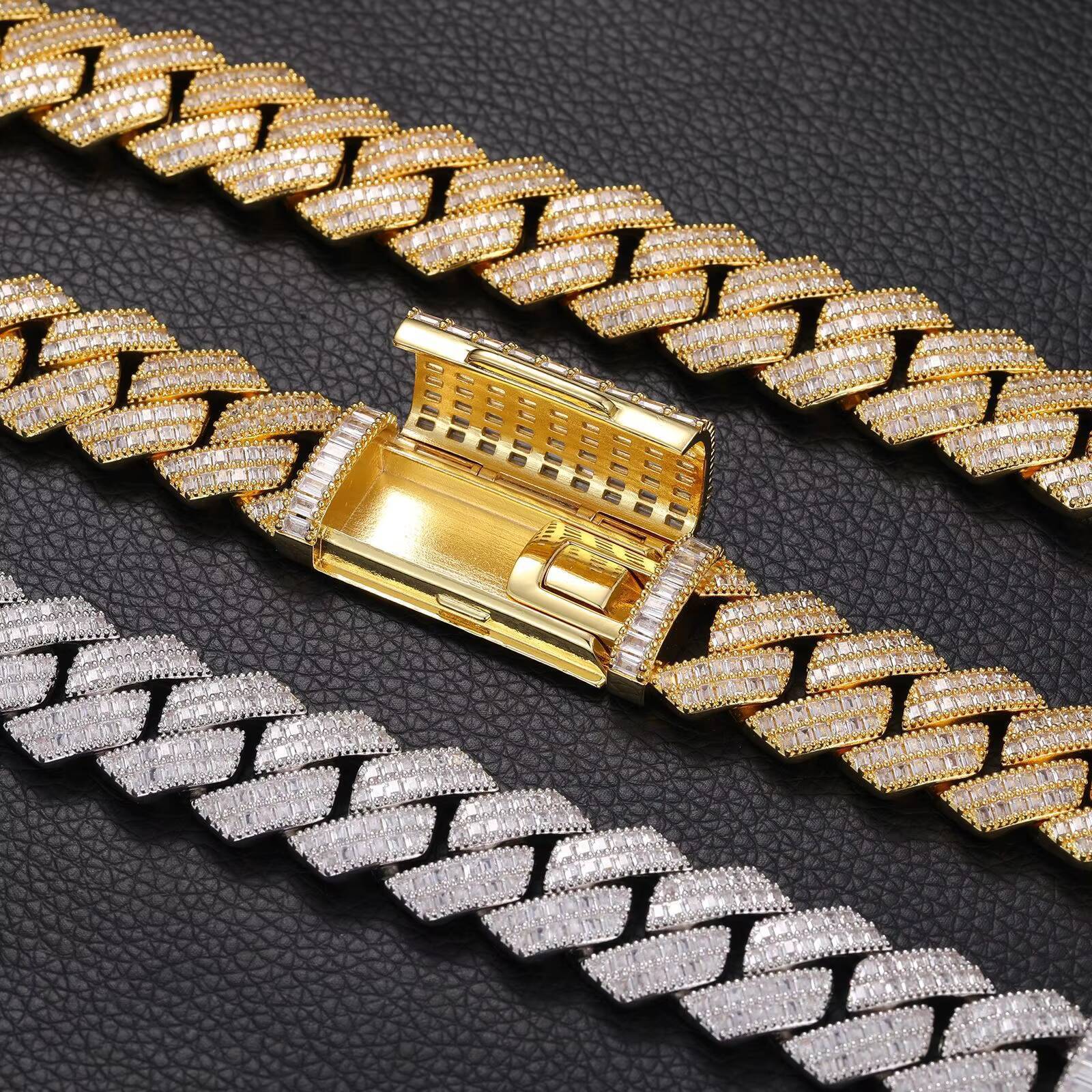 In-Stock Fashion Jewelry Sets for Women - 18K Gold-Plated Cuban Chain with Zircon Copper Body Necklace