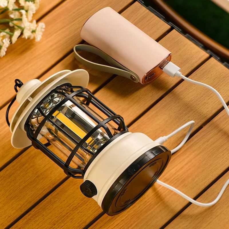 Rechargeable Camping Lantern Vintage Pendant Light Tent Lights Stepless Dimming Portable Waterproof For Adventure picnic Home M251201