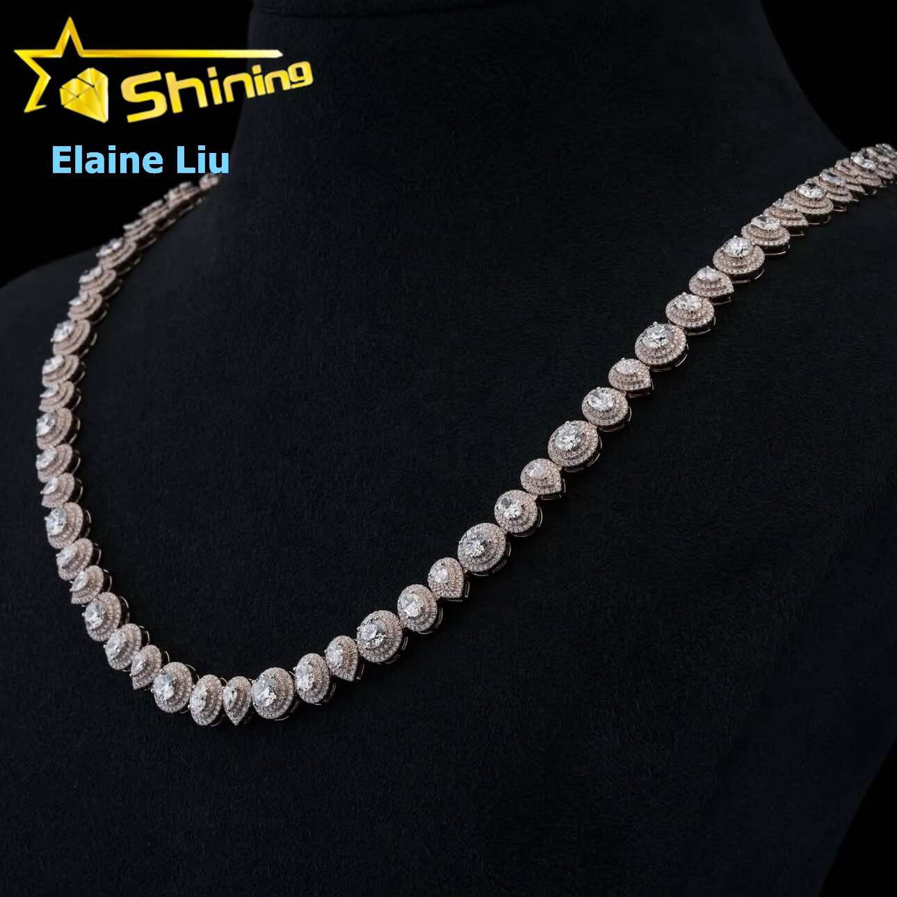 Sterling Silver Moissanite Iced Out Custom Diamond 925 Hip Hop Fine Jewelry Miami Cuban Link Chain Necklace