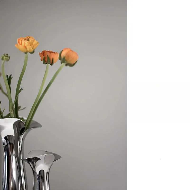 Nordic Luxury Ceramic Vase Silver Plated Modern Floral Arrangement Artistry for Living Ro Dining Table He Decor Y251201