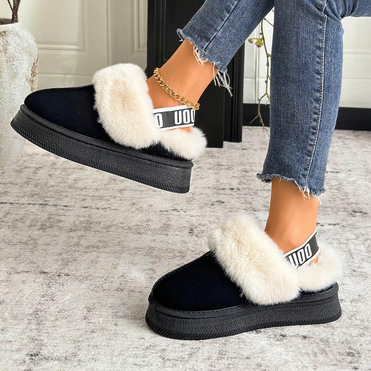 Designer shoes free shipping 2025 Winter New Thick soled and Velvet Thickened Warm Indoor Cotton Shoes Baotou Snow Boots