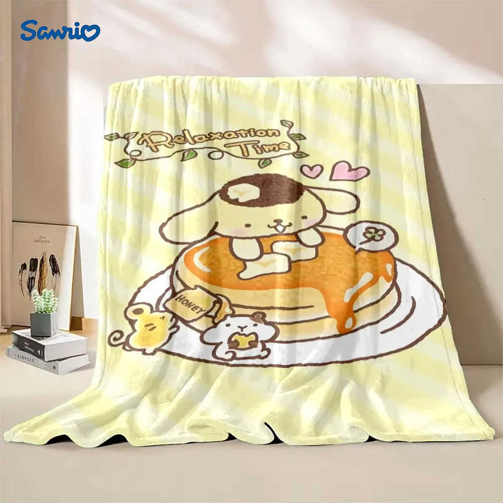Sanrio Pom Purin Blanket Yellow Throw Sofa Bed Cover Four Season Soft Fluffy Quilt Blanket Flannel Throw Children girl Gift H251201