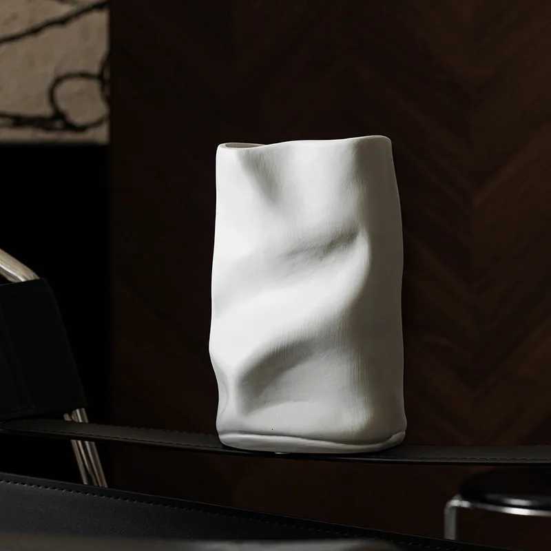 Ceramic Vase Irregar Wrinkles Origami Vase Ceramic Handicrafts Flower Arrangement Accessories Terrarium He Decoration Y251201
