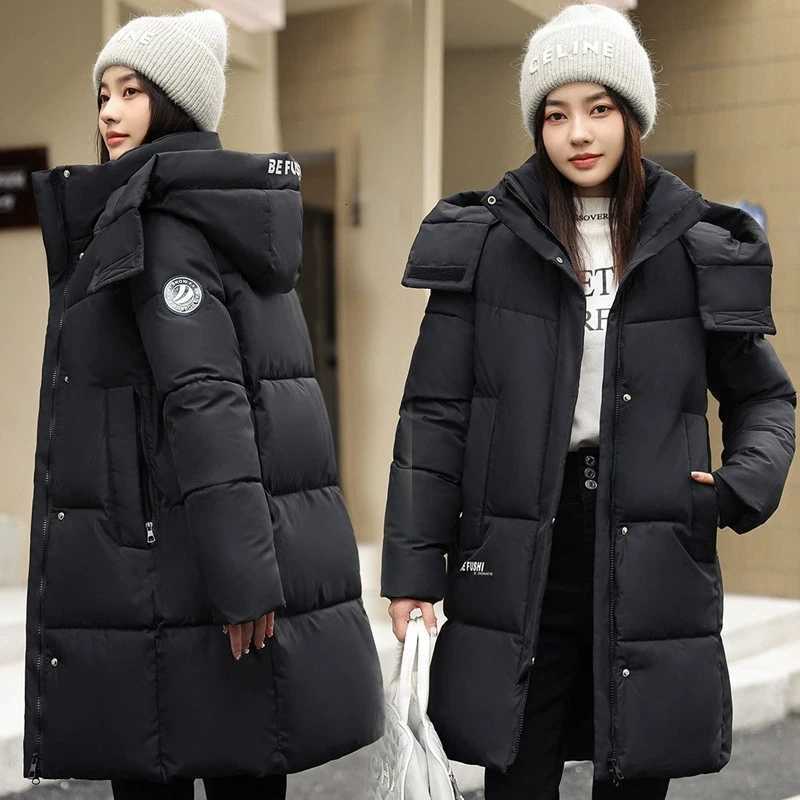 WomenS Winter Down Cotton Jacket 2025 New Warm Thicken Cotton Padded Jacket Korean Loose Plus Size Parkas Outwear Long CoatT251201
