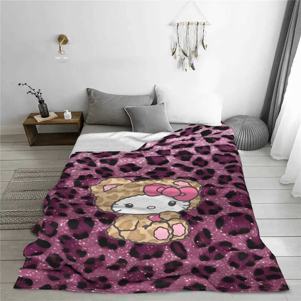 Sanrio Hello Kitty Flannel Blanket Winter Warm Soft Bedding Throws for Girls Boys Couch Chair Funny Bedspread Sofa Bed Cover H251201