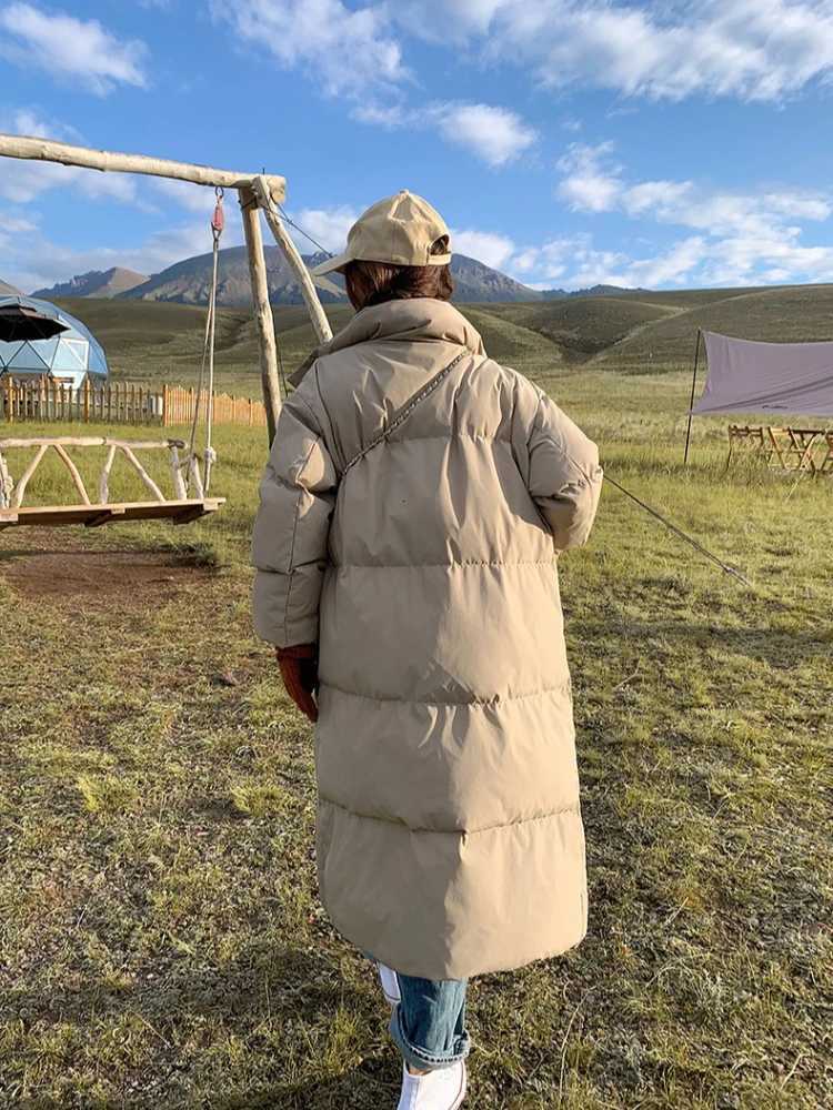 Women Casual Cotton Coat Korean-style Thicken Warm Long Jacket Long Sleeve Loose Parkas Autumn Winter Button Pocket Office CoatT251201