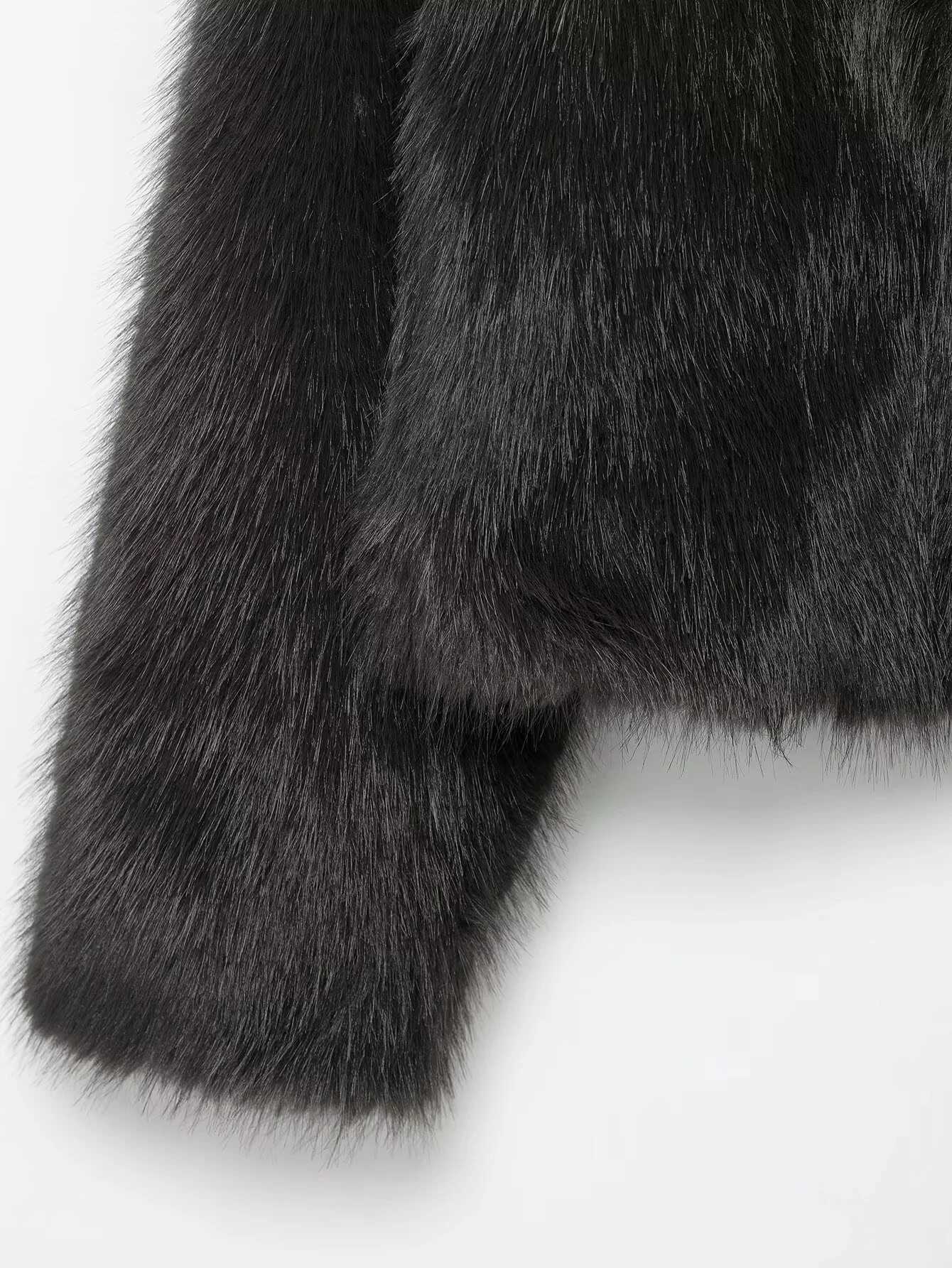 Autumn and winter womens gray stand up collar short furry thick environmentally friendly fur coat versatile short jacketT251201