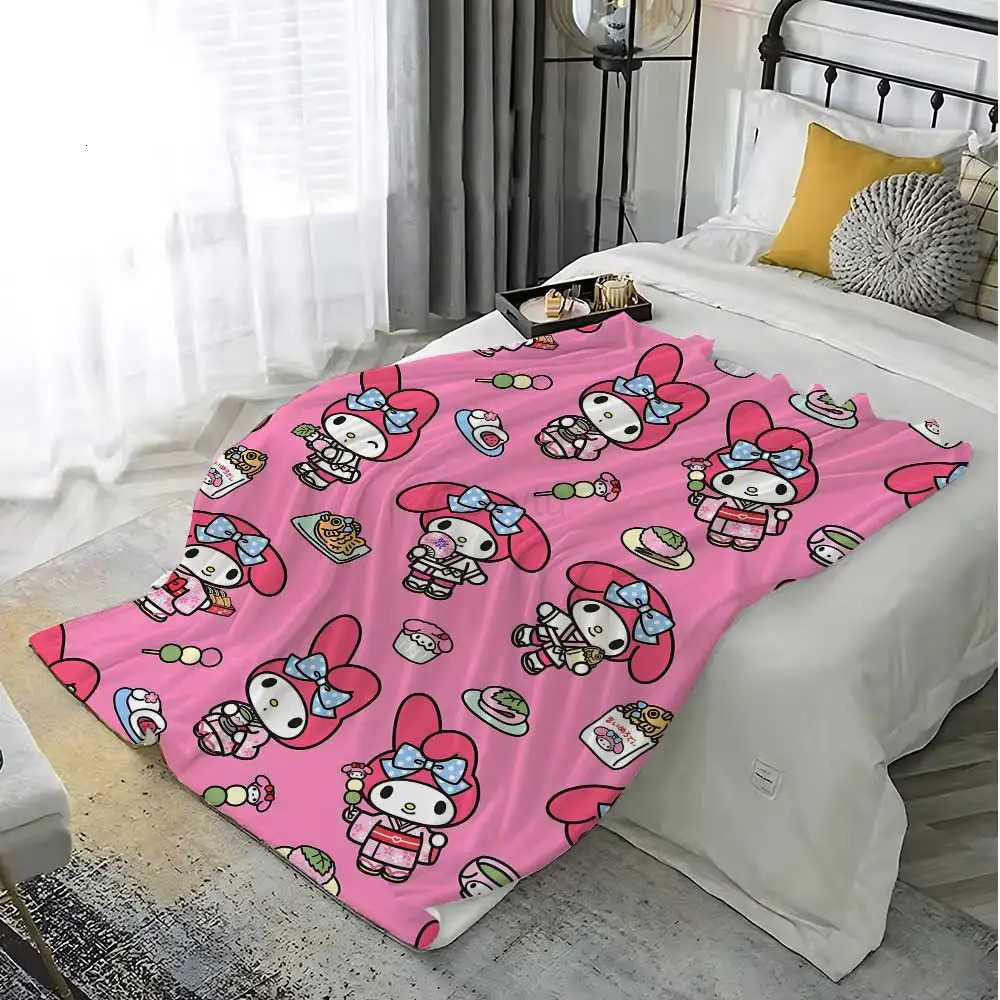 Sanrio Kawaii Pink Rabbit Anime Blanket School Decorative Bed Blankets Bedroom Decoration Home Bedspread the Sofa Throw Warm Winter Nap H251201