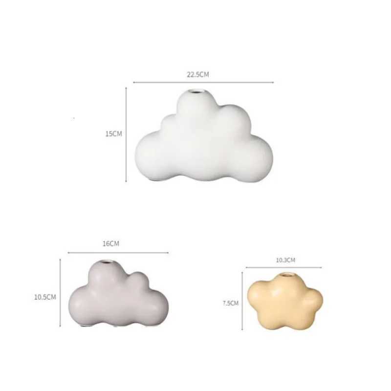 Cartoon Cloud Ceramic Vase Childrens Ro Decoration Floral Arrangement Accessories Terrarium White He Y251201