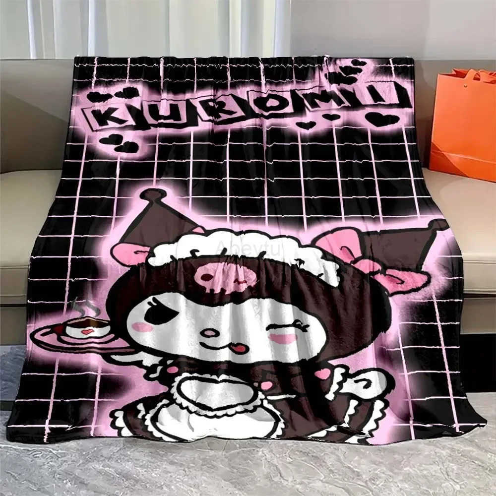 Sanrio Kuromi Flannel Cartoon Fluffy Blanket Soft Quilt Thicken Plush Blanket Cartoon My Melody Sofa Blanket Child Adult Gift H251201