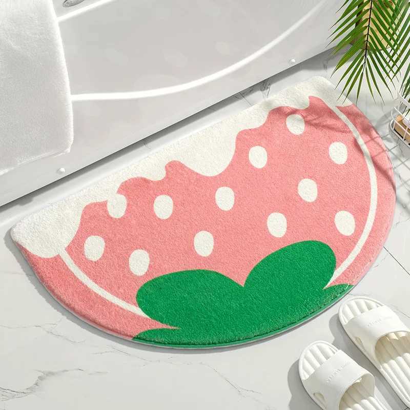 Cartoon Bathro Foot Mat Bathro Floor Carpet Thicke Half Round Bathro Anti Slip Mat Cute Door Mat Water Absorbing Carpet H251129