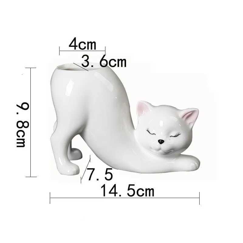 Cartoon Cat Flower Pot Vase Cute Cat Tail Succent Planting Pot Porcelain Flower Vase Flowerpot He Decoration Accessories Y251201