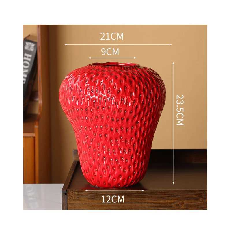 Cartoon Strawberry Vase Ceramic Vase Childrens Ro Artifact Floral Accessories Fruit Pot Flowerpot He Decoration Accessories Y251201
