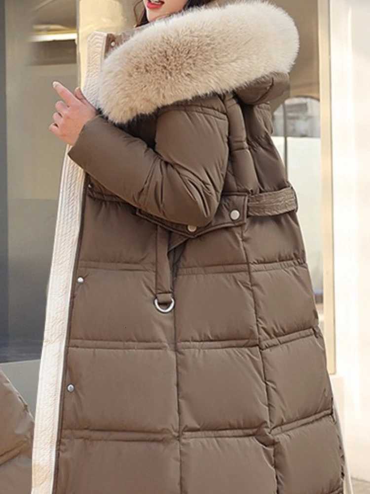 New in Winter New Down Cotton Parkas Jacket Womens X-Long Faux Fur Collar Padded Jacket Thick Loose Large Size Padded JacketT251201