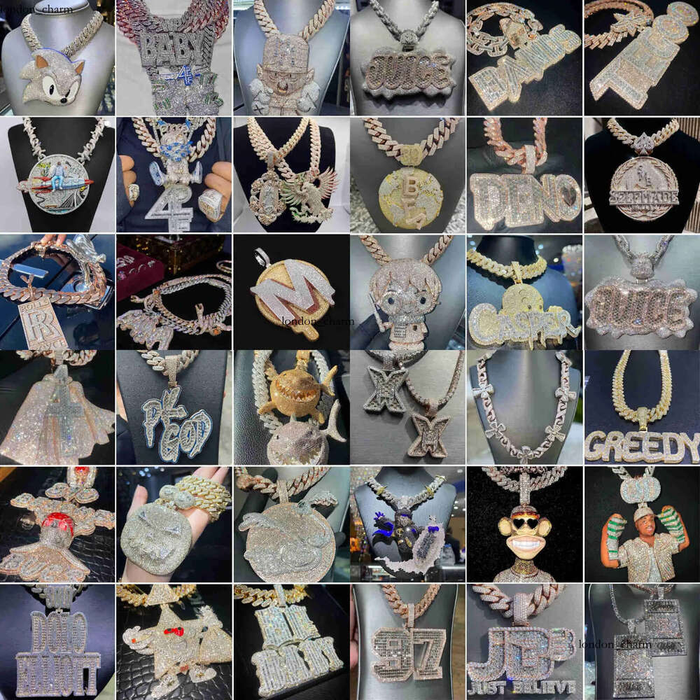 settinustom 4 Inches Thick Iced Out 3d Sier Initial Vvs Moissanite Dia Pendant k Chain Hip Hop Fine Jewelry Men e5