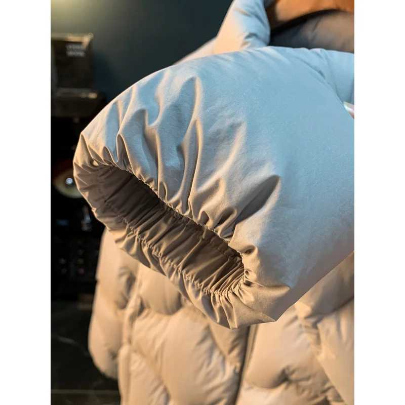 High fluffy winter warm down jacket for men trendy new 2025 stand up collar duck down thick cold resistant jacketT251201