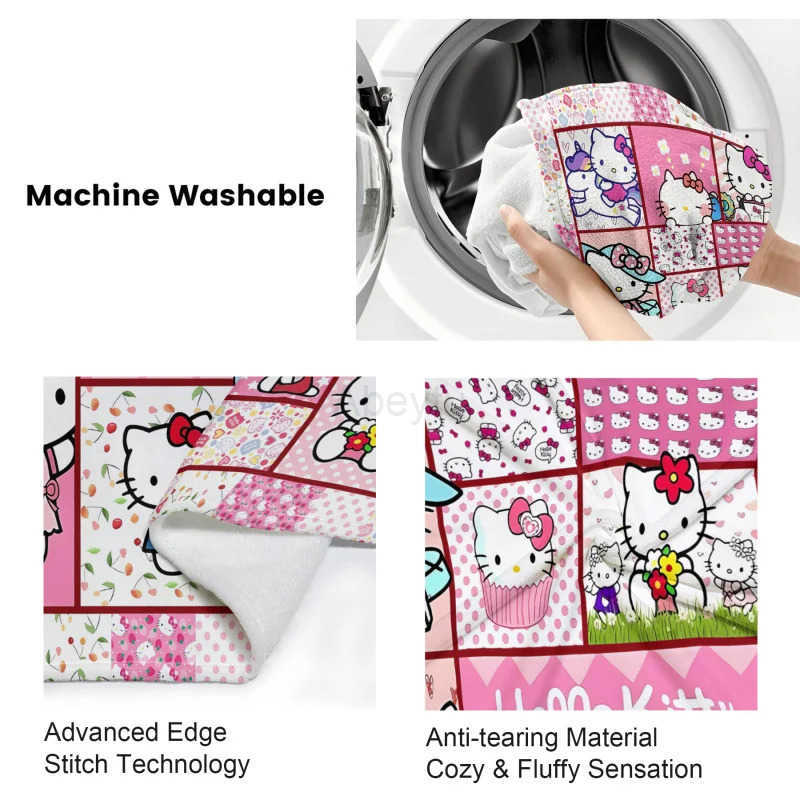 Sanrio Hot Cartoon Anime Hello Kitty Blanket Digital Printing Soft and Comfortable Sofa Covered Blanket Children Nap Sleeping Blanket H251201