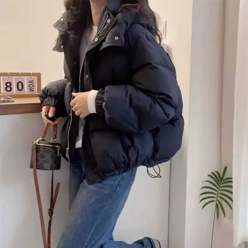 2025 New Winter Puffer Jacket Women Warm Parkas Solid Long Sleeve Casual Cotton Padded Jacket Hooded Snow Wear Coat FemaleT251201