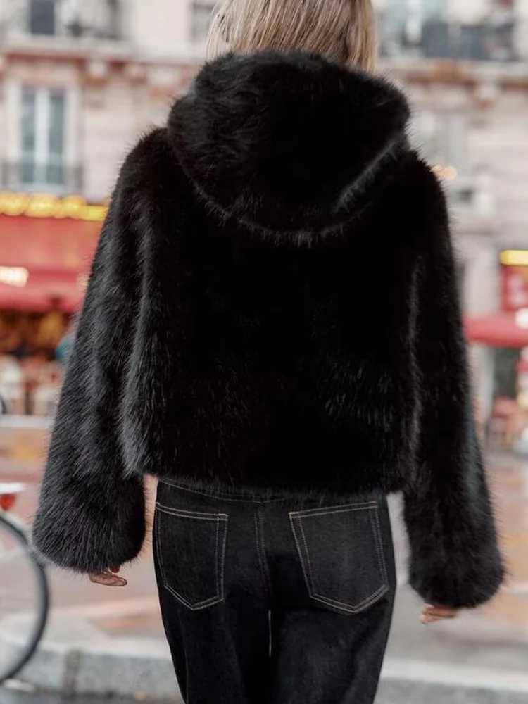 European and American style 2025 winter new arrivals womens clothing fashionable and versatile hooded faux fur jacketT251201