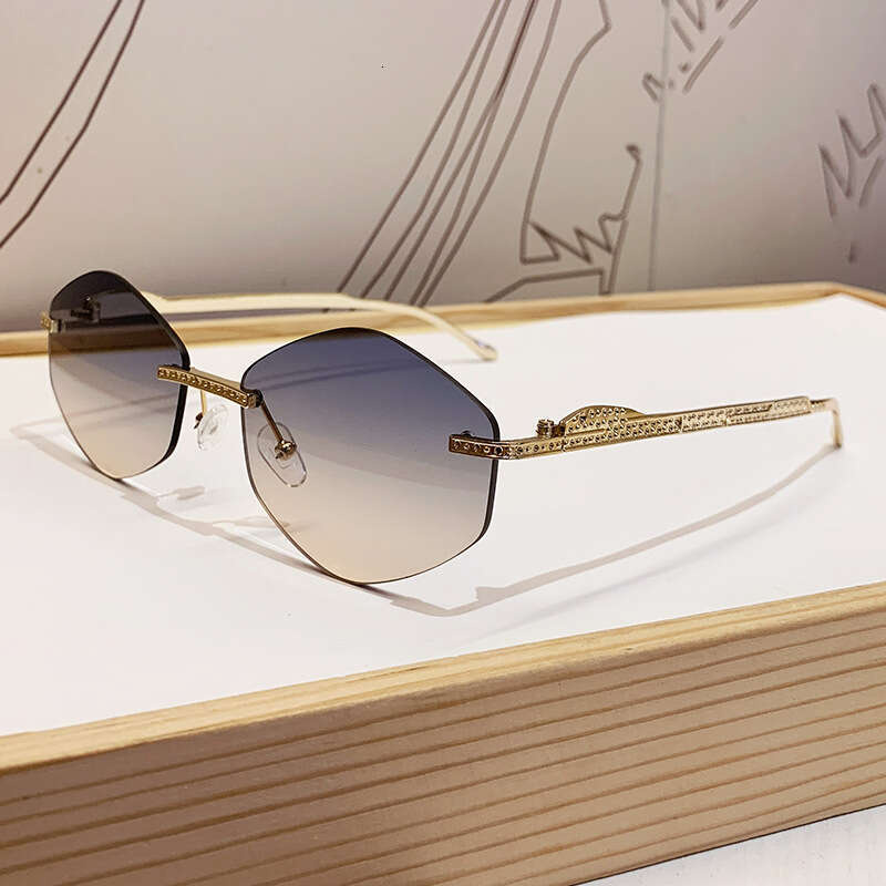 Designer European and American INS Xiaohongshu Same Style Frameless Diamond-Shaped for Women Fashion Metal Sunglasses Trendy Men Cross-Border