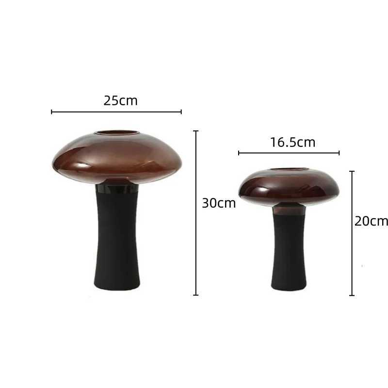 Vase Transparent shro Shape Flower Arrangement Accessories Burgundy Thin Waist Decorative Crafts Y251201