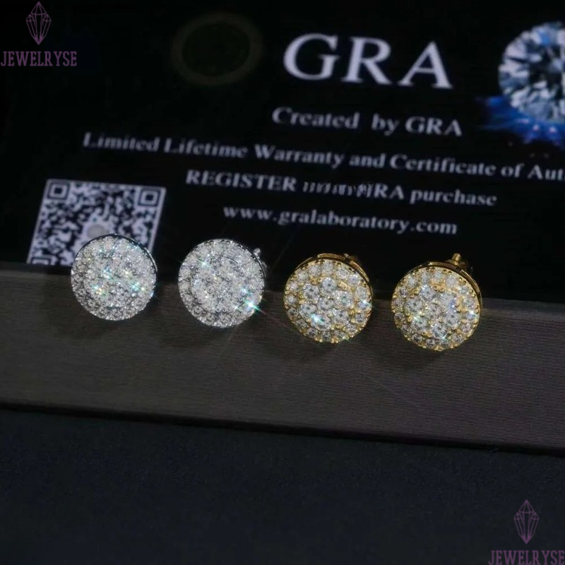 Round Shape Cluster Dia Studs Sterling Sier VVS Moissanite Earring Fashion Hip Hop 9.7mm Women Earrings