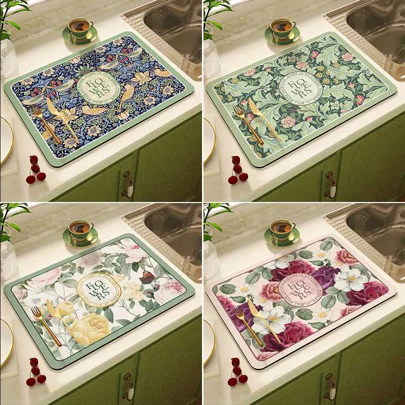 Dish Drying Mats Absorbent Drain Pad Quick Dring Coffee Machine Mat Draining Pad Table Placemat Kitchen Accessories Y251201