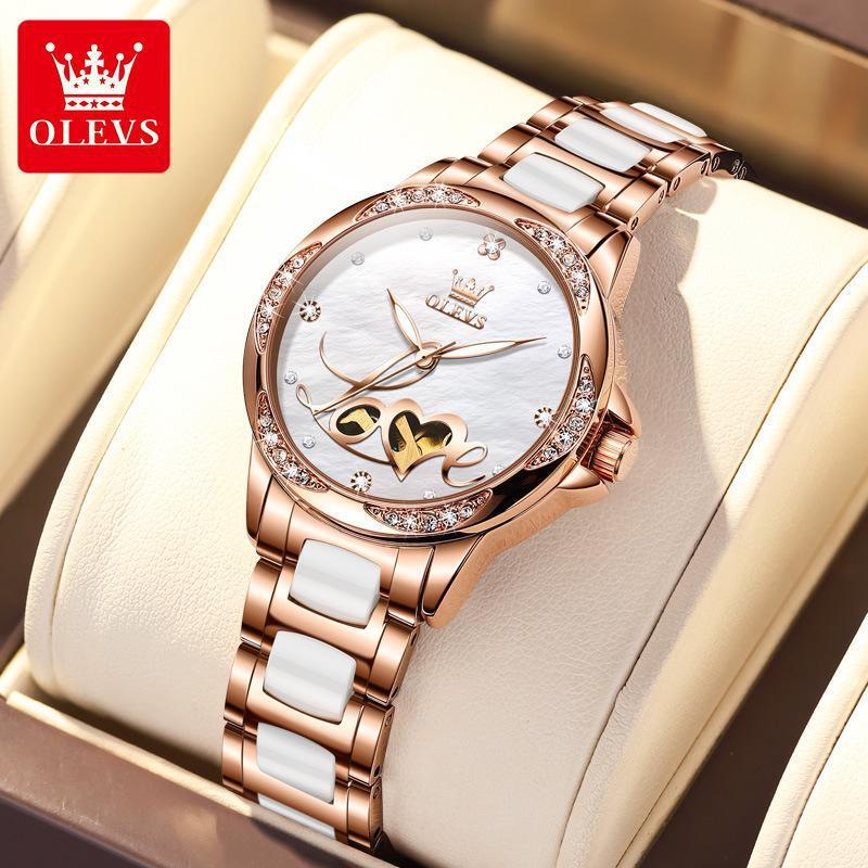 OLEVS Designer Women's Watch LOVE Skeletonized Sports Waterproof Casual Business Diamond Luminous Luxury Temperament Sports Watch Free Shipping W