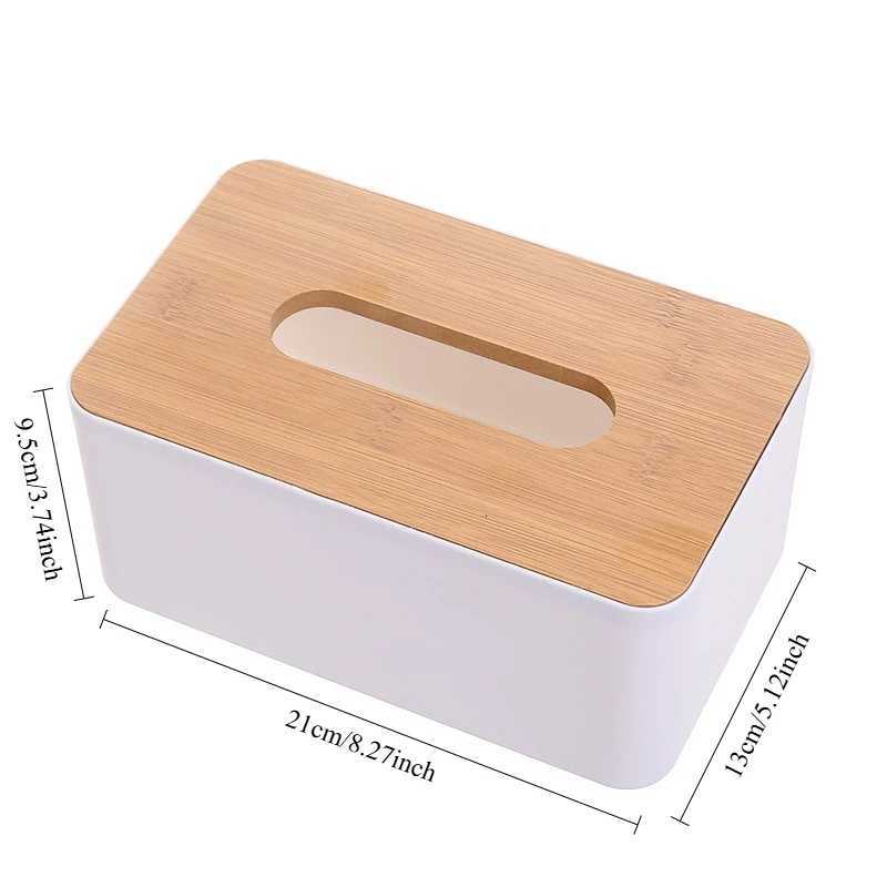 Minimalist Tissue Box Cover with Wooden Top Mti-Size PP Storage Organizer Dustproof for He Car Bathro Gift H251201