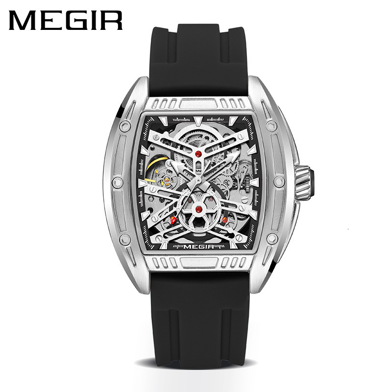 MEGIR Designer Men's Sports Mechanical Movement Watch Silicone Strap Hot-selling Luminous Waterproof Multi-function 8601 Luxury Wristwatch Free S