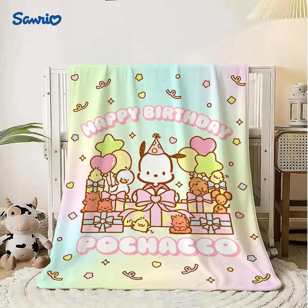 Sanrio Warm Winter Blankets for Bed Kawaii Pochaccos Bedroom Decoration Shaggy Throw Blanket Nordic Home Bedspread the Sofa Decorative H251201