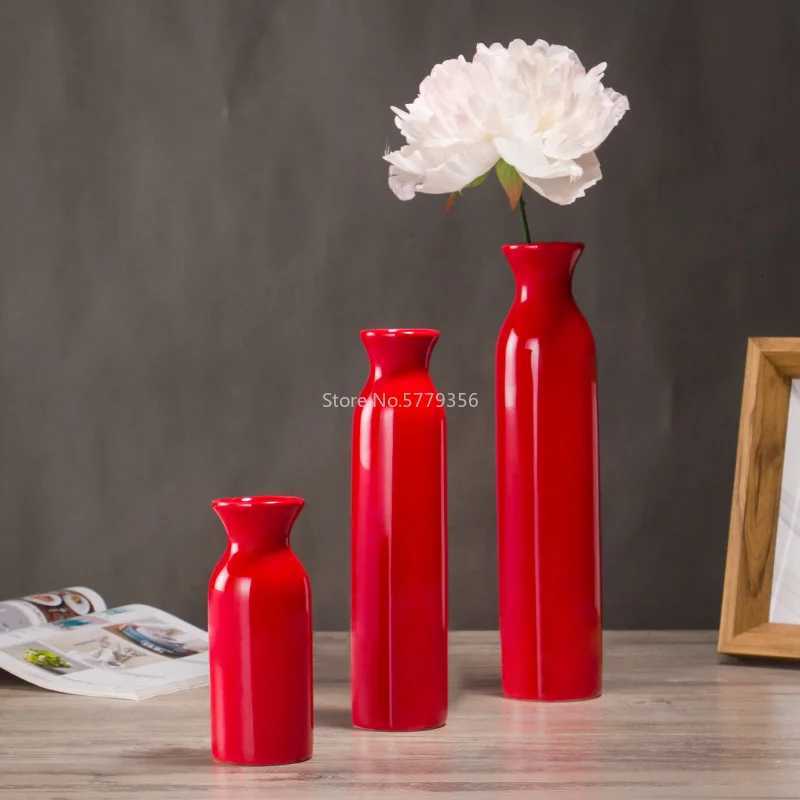 Red Ceramic Vase Blue Wedding Vase He Decoration Gifts Y251201
