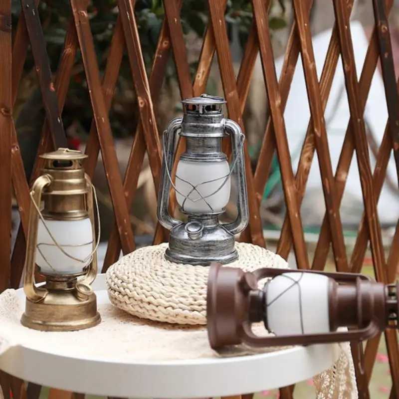 Retro LED Lanterns Hanging Lighting Tent Lamp Portable Outdoor Camping 3AABattery Powered LED Table Lamp Travel Equipment M251201