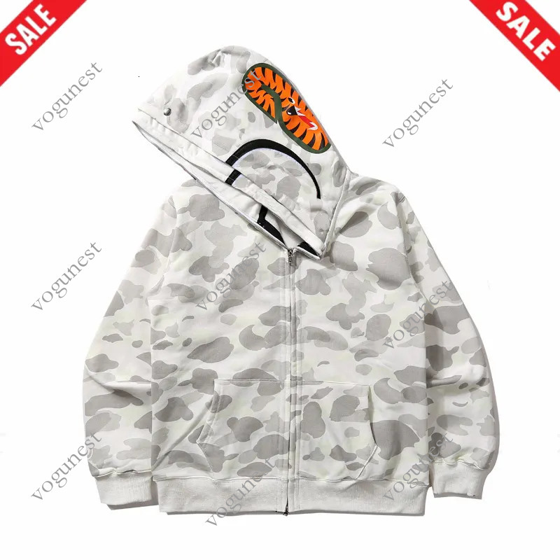 Designer cotton hoodie mens shark hoodies fashion sharks print hoody sweatshirt casual loose long sleeve full zip up overshirt print hooded sweatshirtsQ4