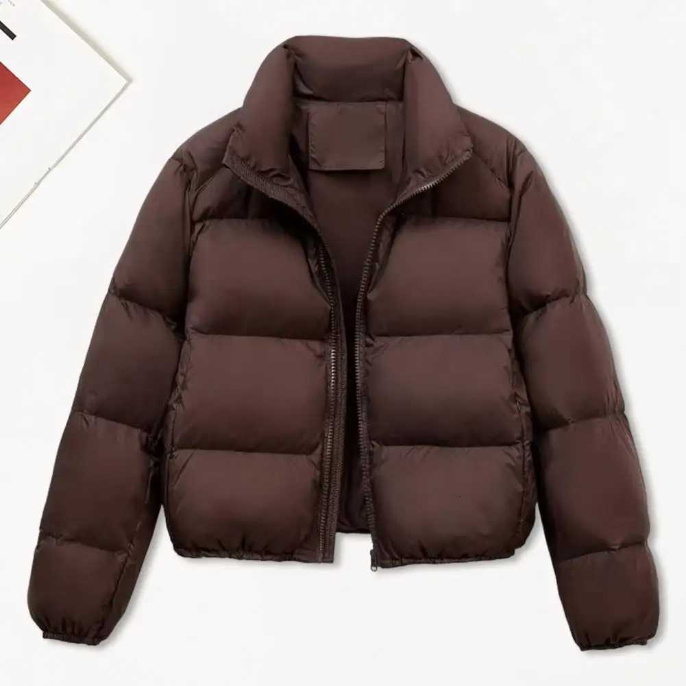 Lapel Jacket Solid Color Jacket Windproof Padded Down Coat with Stand Collar for Men Women Slim Fit Outdoor Jacket for WinterT251201