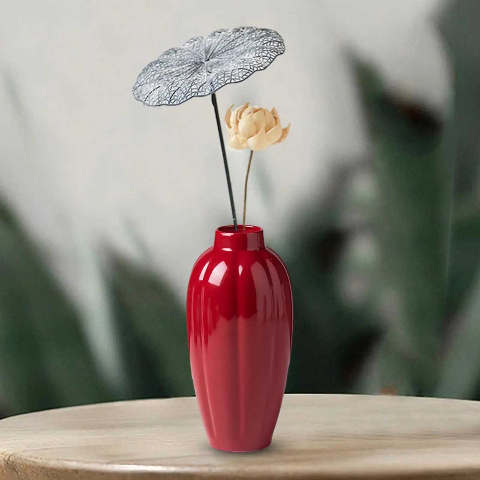 Ceramic Red Vase Desktop Ceramic Vase Rustic Small Red Vase Flower Vases for Bedro Kitchen Farmhouse He Off Y251201