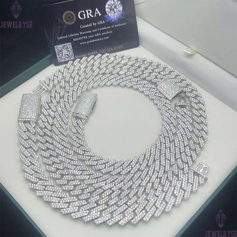 Mossanite 8mm 10mm 12mm Dropshipping Gold Plated Sier Hip Hop Iced Out Moissanite Cuban k Chain Jewelry