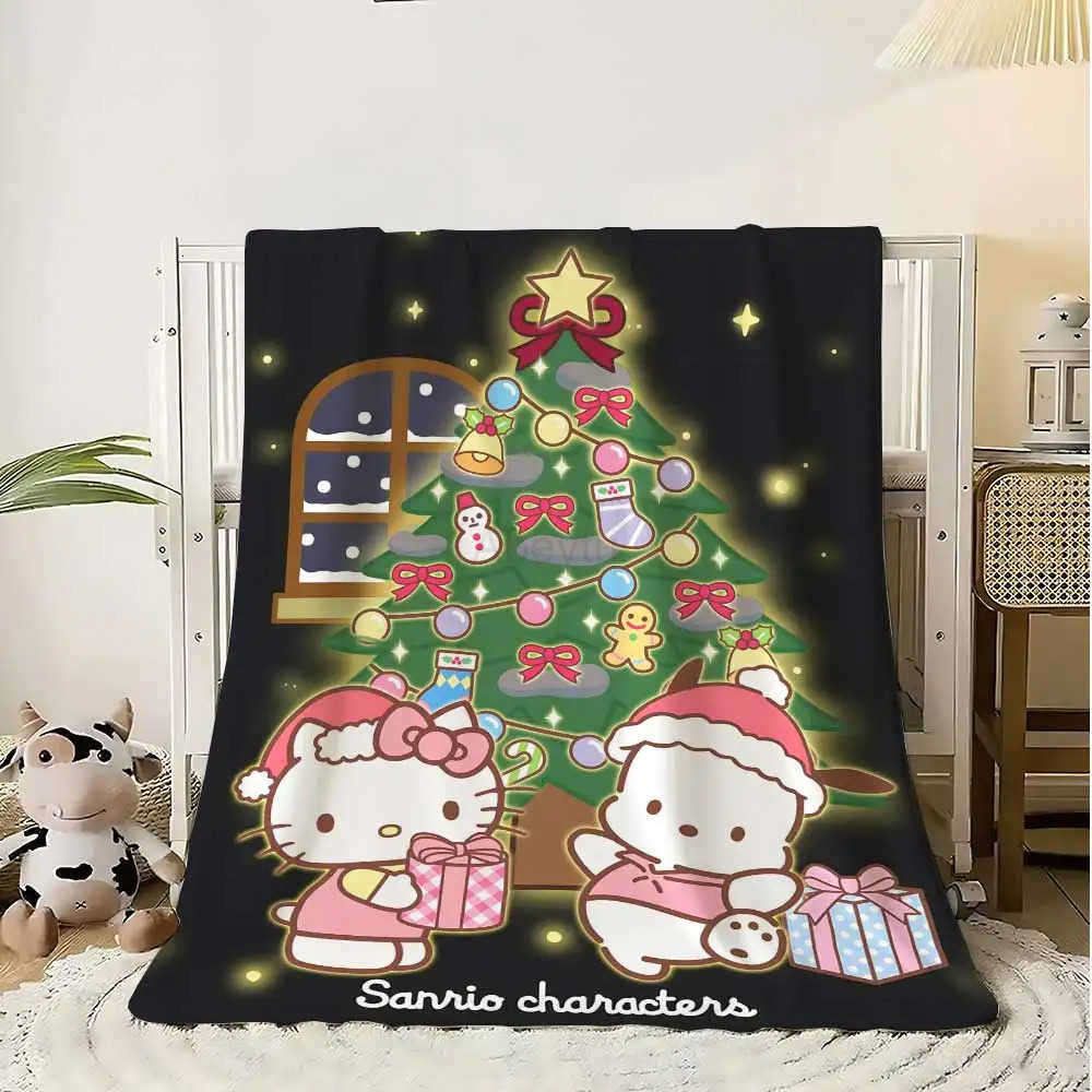 Sanrio Nap Blanket Sofa Winter Kawaii Christmas Sanrios Bedroom Decoration Fluffy Soft Blankets for Bed Home Bedspread the Throw Warm H251201