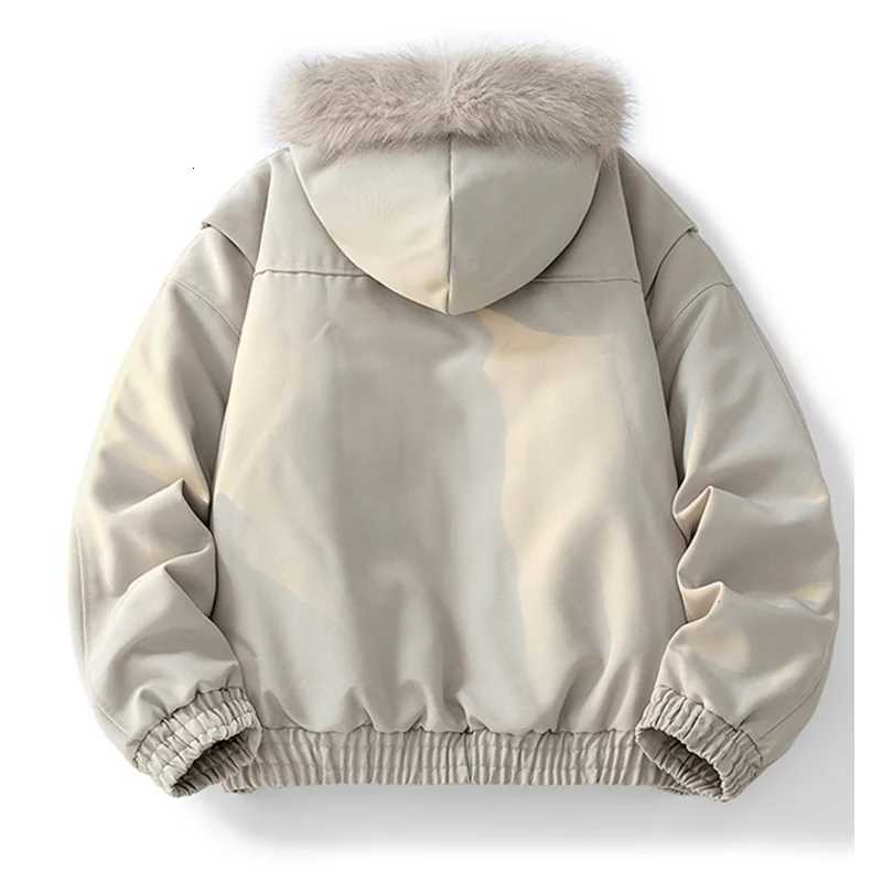 American Retro Plus Plush Collar Coat For Women Autumn And Winter New Loose Hooded Parka Cotton JacketT251201