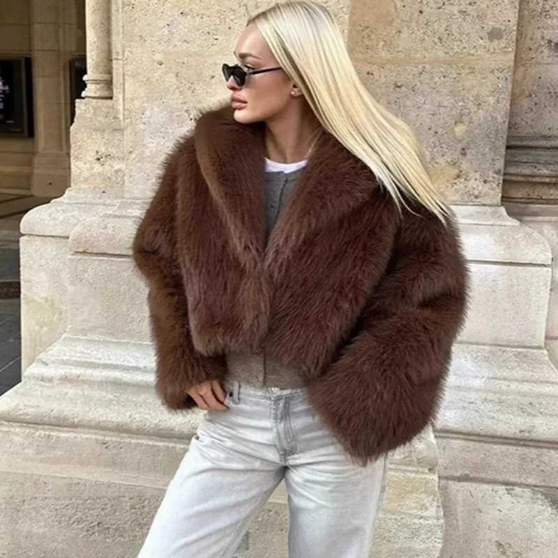 Tuularose Fashion Womens Fur Coat Winter Solid Thick Warm Fluffy Fur Coat New Commuter Streetwear Basic Vintage Female OutwearT251201