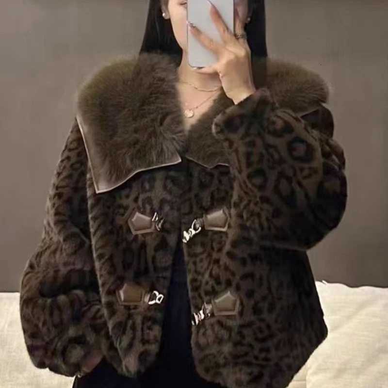 MEXZT Leopard Print Faux Fur Coat Women Fashion Cropped Fluffy Jacket Winter Streetwear Korean Long Sleeve Furry Outerwears NewT251201