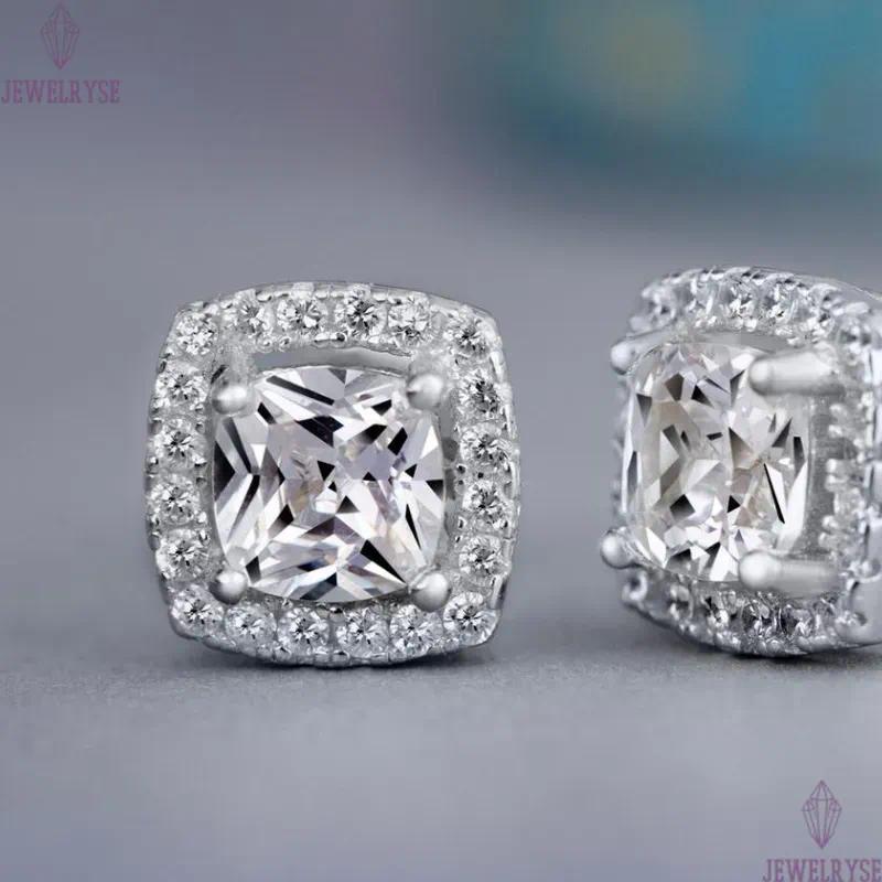 Cubic Zircon Diamond Stud Earrings Charm Designer Jewelry Silver Gold Crystal Round Square Love Heart Ear Rings Engagement Wedding Gift for woman Fine