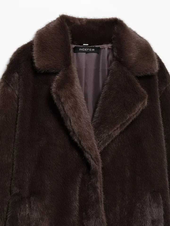KONDALA Womens Fall Winter Faux Fur Long Coat Vintage Lapel Buttons Loose Coat New 2025 Fashion Casual High Street Warm CoatT251201