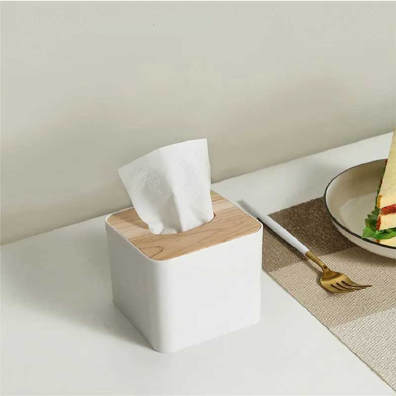 Square covered European style thick tissue box for he living ro creative napkins with lid and drawer box wooden storage bo H251201