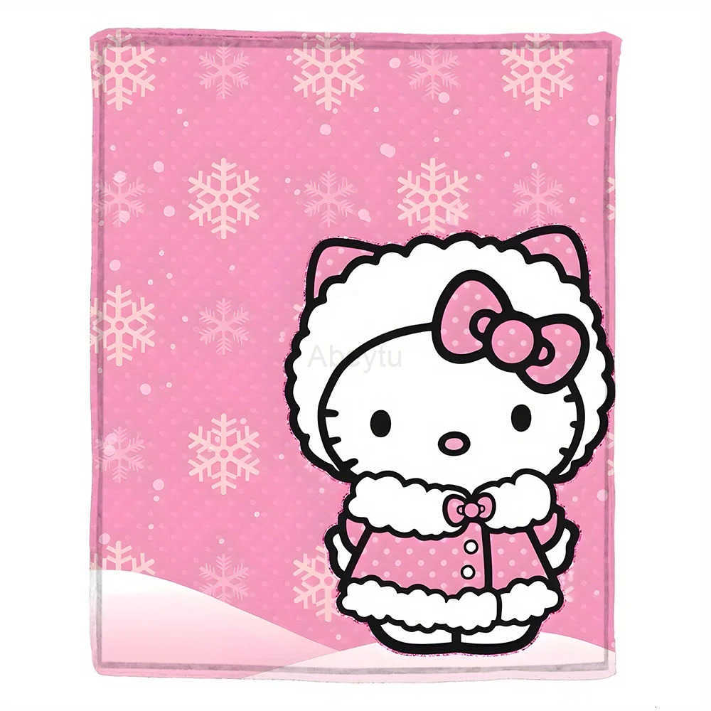 Sanrio A for hello kitty Christmas Fleece Blanket Pink Snowflake Winter Design Cozy Country-Style Home Decor PerfectHoliday Gift H251201