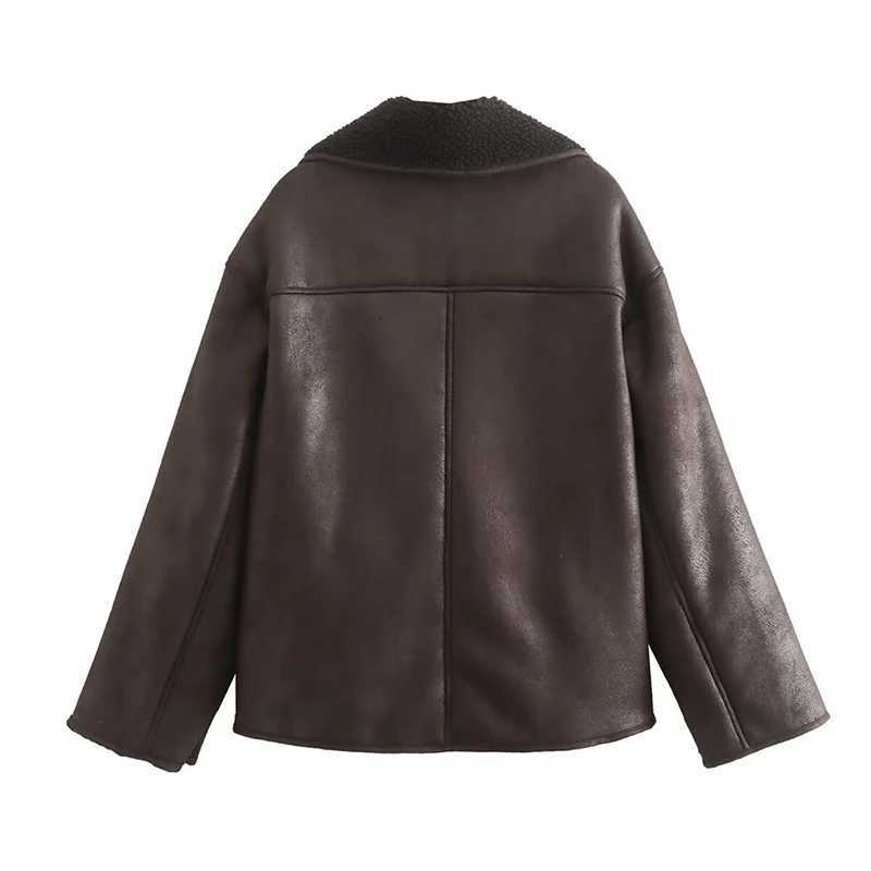 SIYANG Woman Thick Faux Leather Jackets for Women Autumn Winter Warm Wool Blends Coats Demi-season Plush Jacket OuterwearT251201