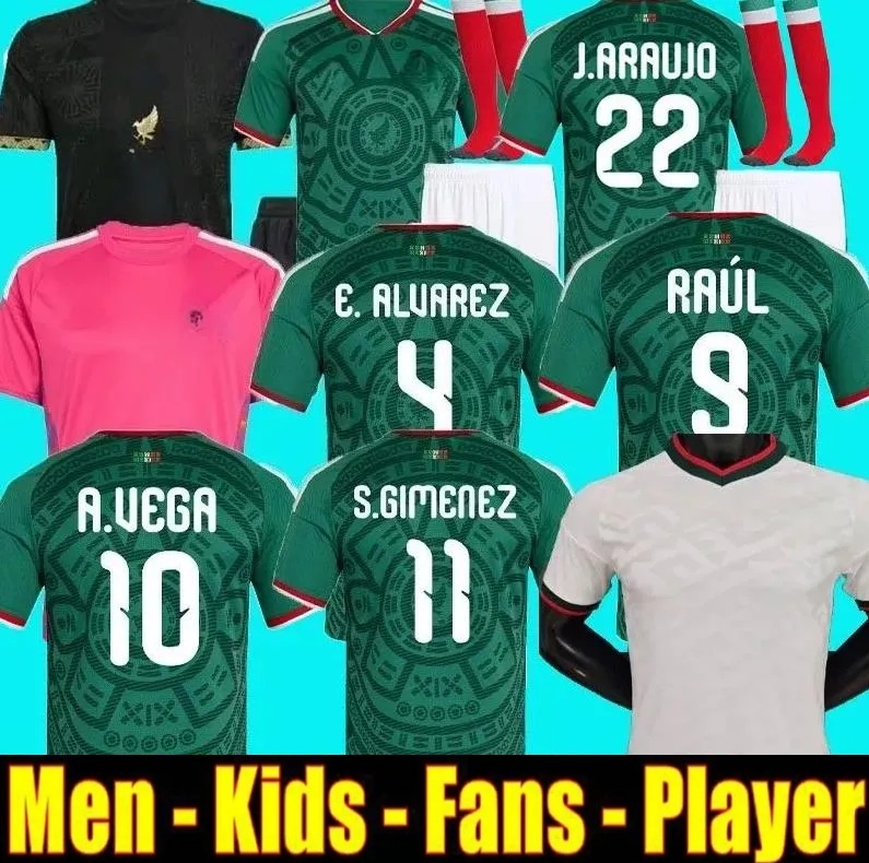 Green Mexico jersey 2026 World Cup Home away soccer jerseys 2025 A. VEGA C. HUERTA L. ROMO RAUL football shirts men kids kit set Third goalkeeper training uniform