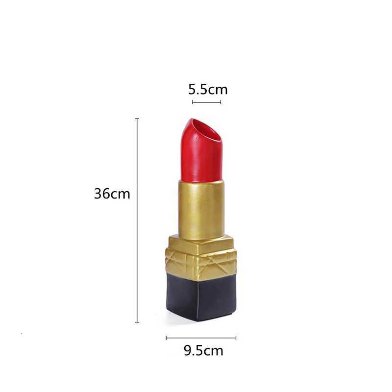 Resin Vase Lipstick Shape Cartoon Ornament Floral Arrangement Accessories Lipstick Vase Terrarium Ro Decoration Accessories Y251201